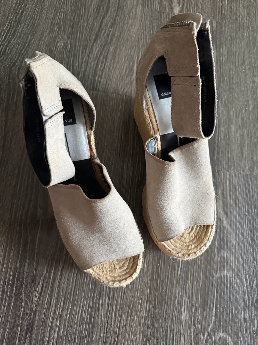 Dolce Vita Gray Suede Espadrille Wedge Sandals